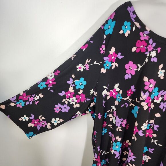 Woman Within Tunic Top Womens Plus 4X Pullover 3/4 Sleeve Sharkbite Hem Floral - Picture 6 of 10